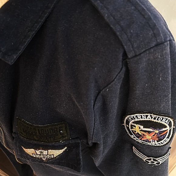 Bomber Jacket Blue Women’s Small 100% Cotton front Patch say ICEBERG - Picture 4 of 6